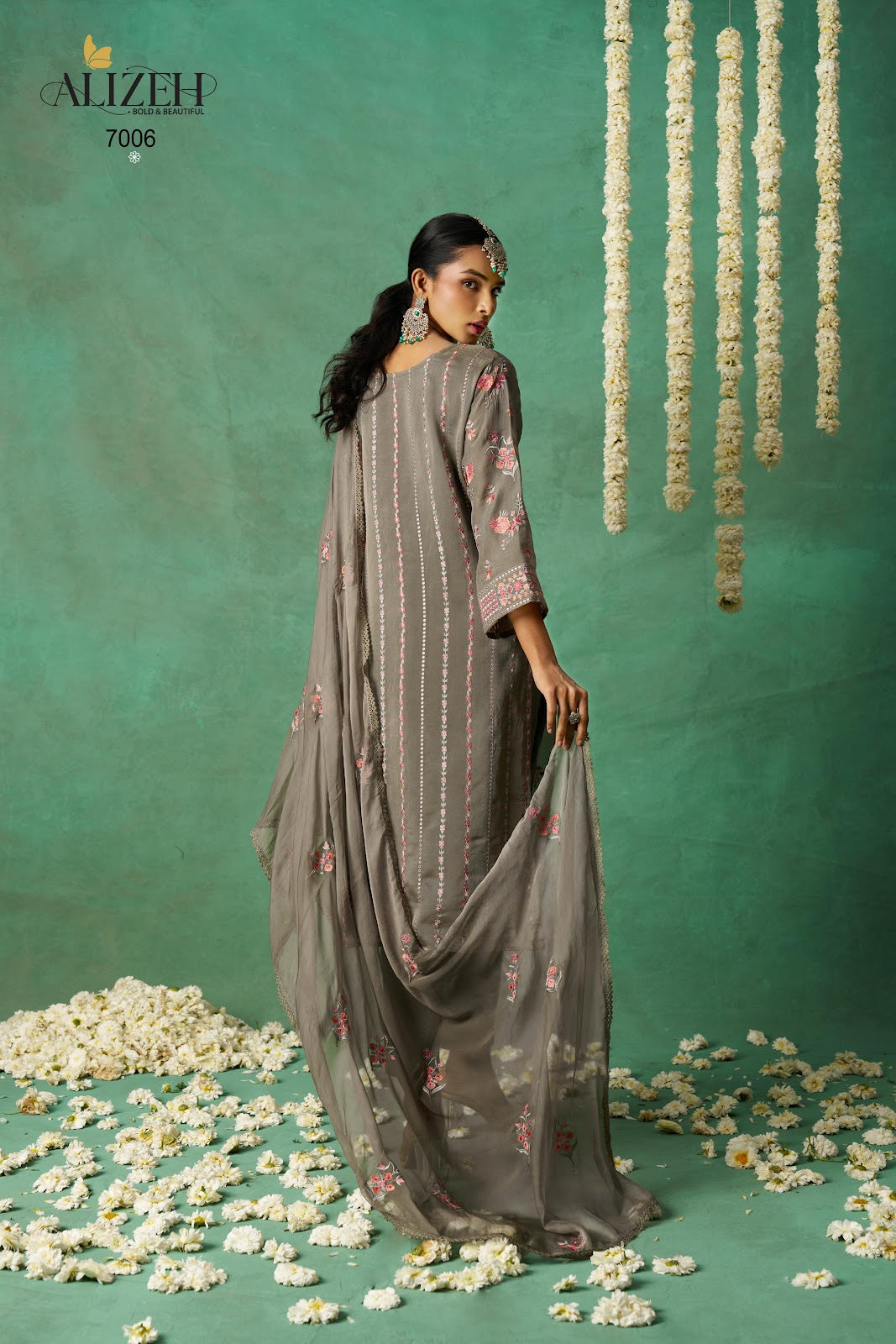 Rose 7005-7008 Alizeh Pure Organza Pakistani Salwar Suits Wholesaler India