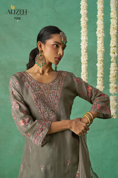 Rose 7005-7008 Alizeh Pure Organza Pakistani Salwar Suits Wholesaler India