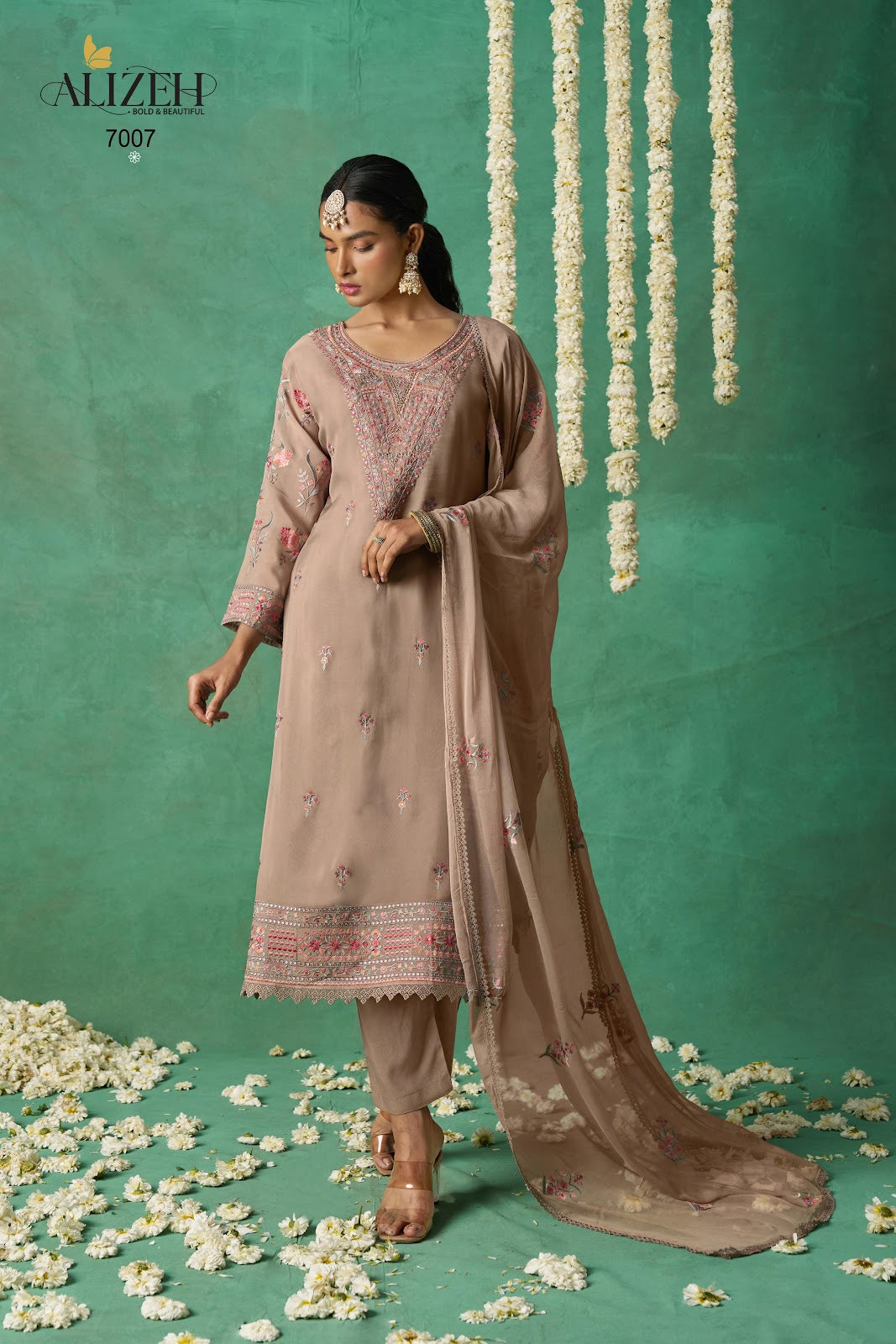 Rose 7005-7008 Alizeh Pure Organza Pakistani Salwar Suits Wholesaler India
