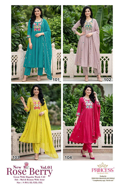 Rose Berry Vol 1 Princess Creation Mal Readymade Anarkali Suits Supplier India