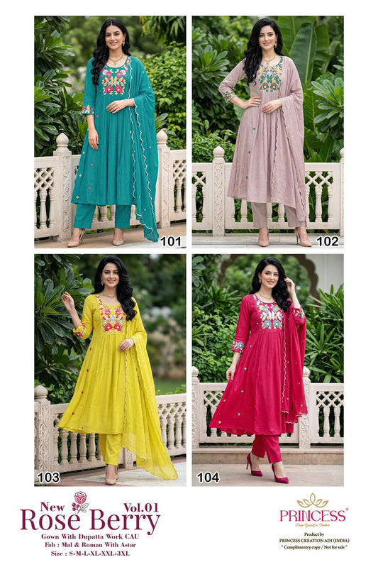 Rose Berry Vol 1 Princess Creation Mal Readymade Anarkali Suits Supplier India