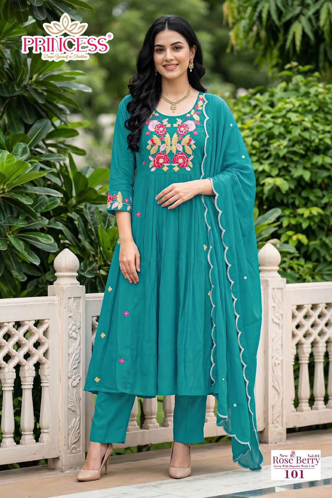Rose Berry Vol 1 Princess Creation Mal Readymade Anarkali Suits Supplier India