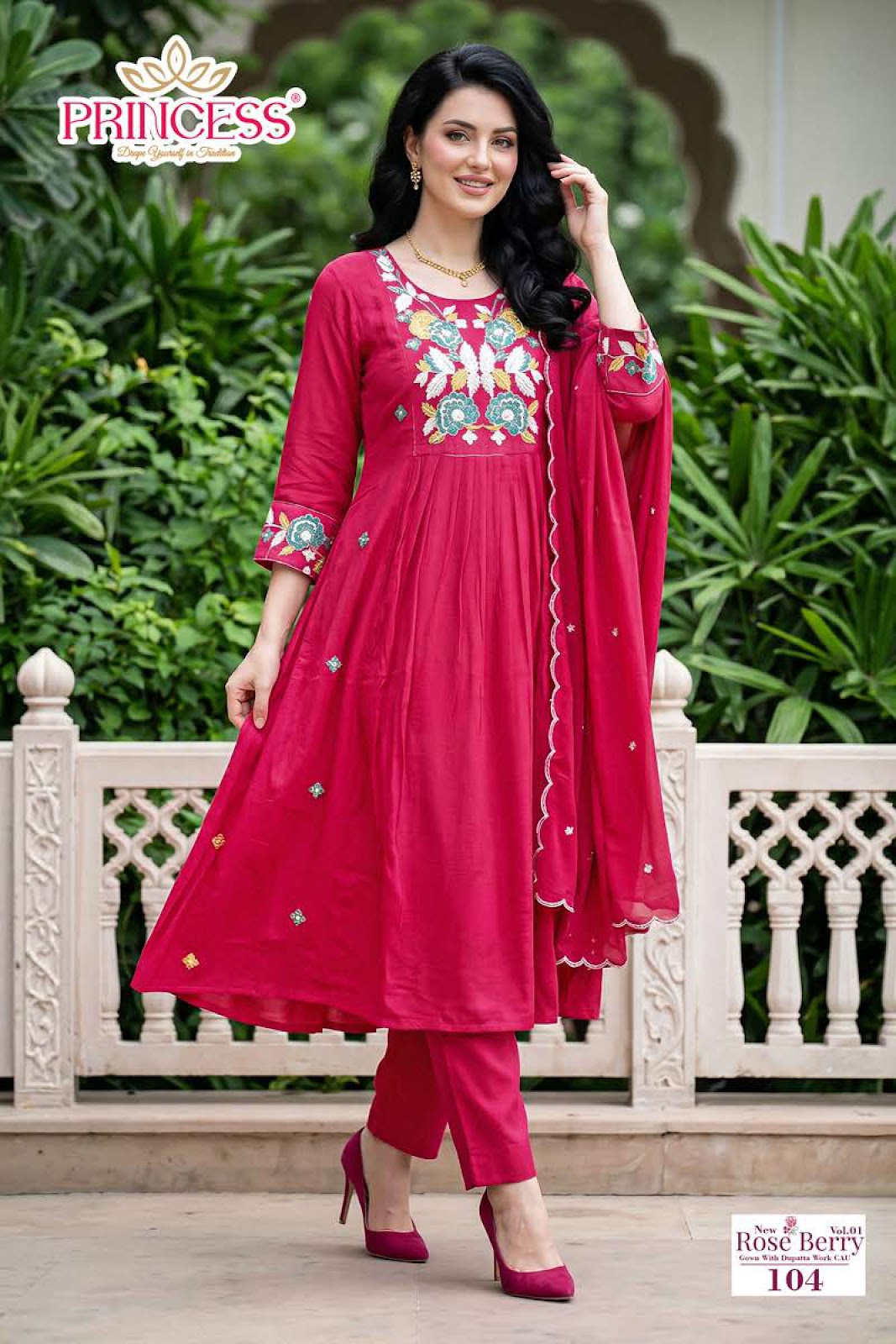Rose Berry Vol 1 Princess Creation Mal Readymade Anarkali Suits Supplier India