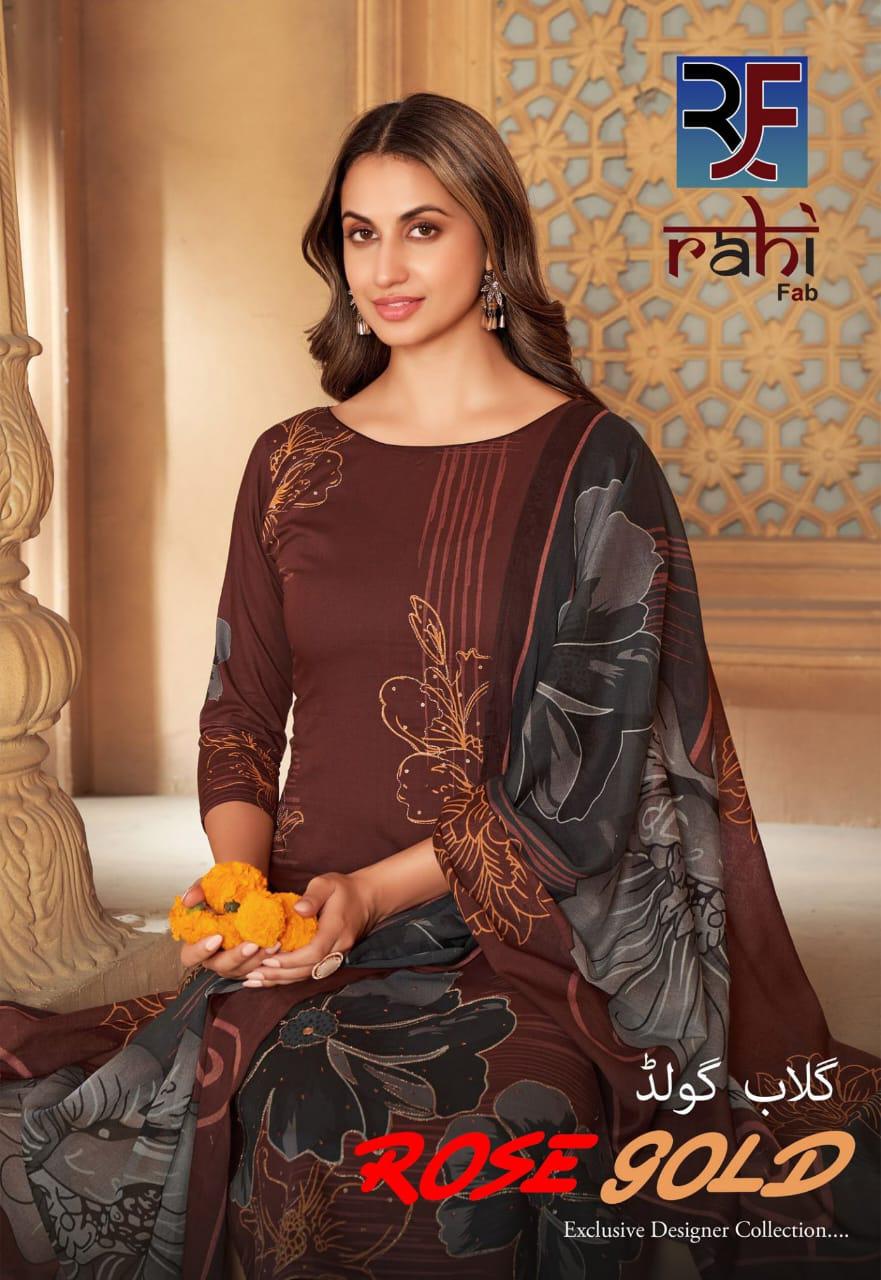 Rose Gold Rahi Fab Cotton Karachi Salwar Suits Wholesaler India