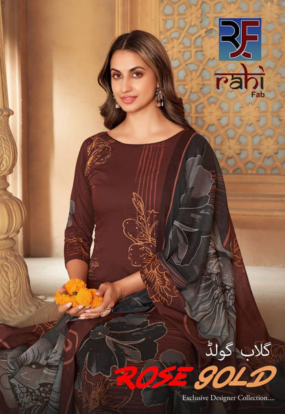 Rose Gold Rahi Fab Cotton Karachi Salwar Suits Wholesaler India