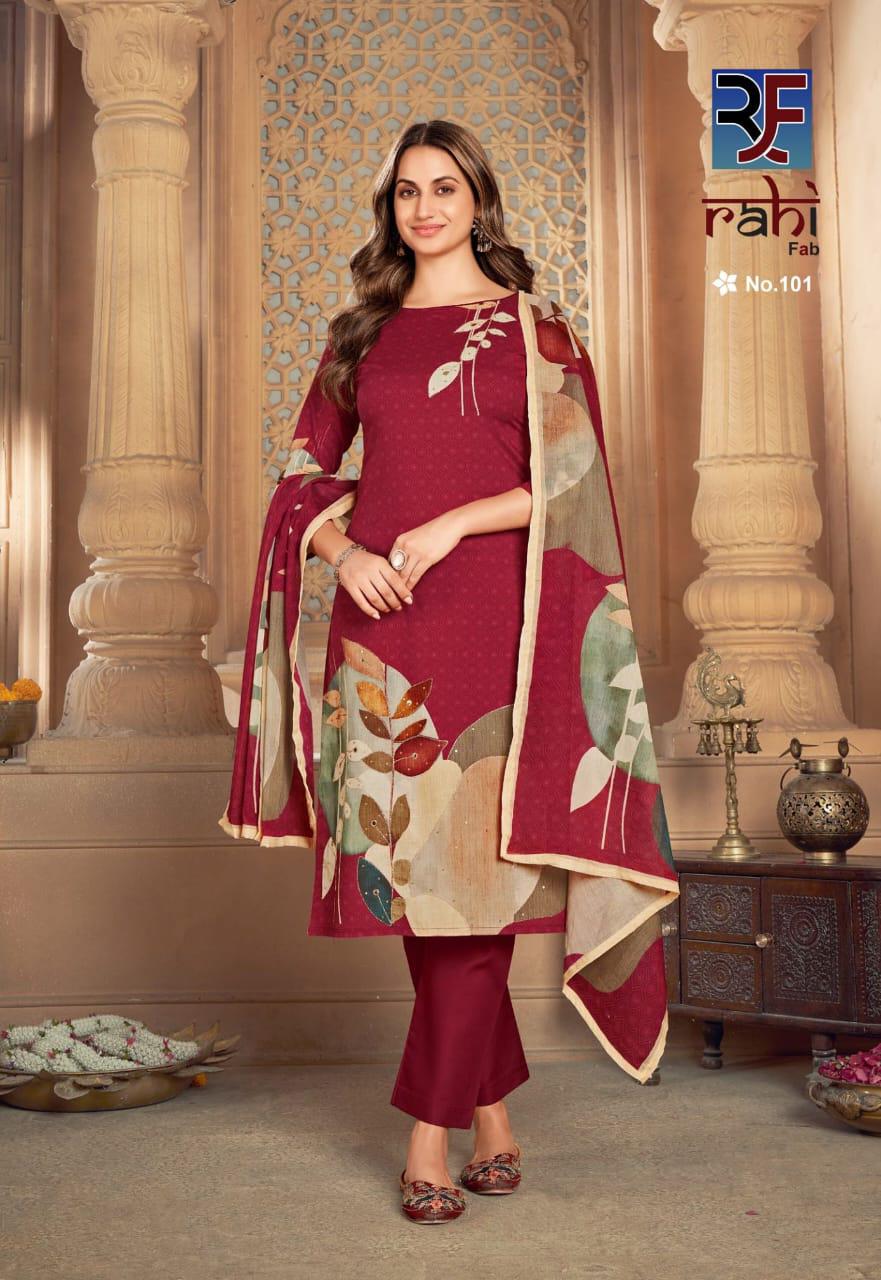 Rose Gold Rahi Fab Cotton Karachi Salwar Suits Wholesaler India