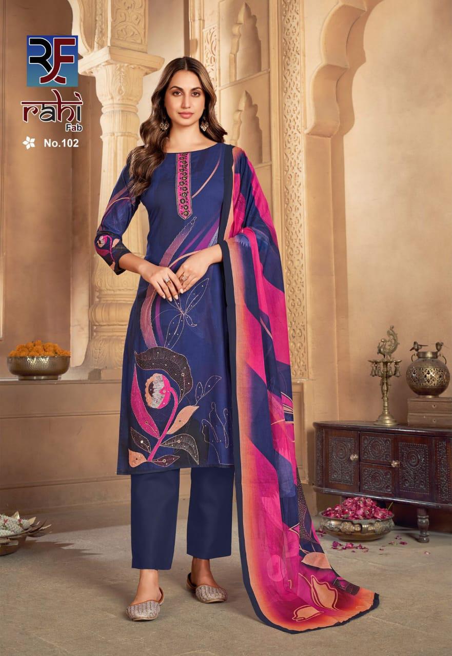 Rose Gold Rahi Fab Cotton Karachi Salwar Suits Wholesaler India