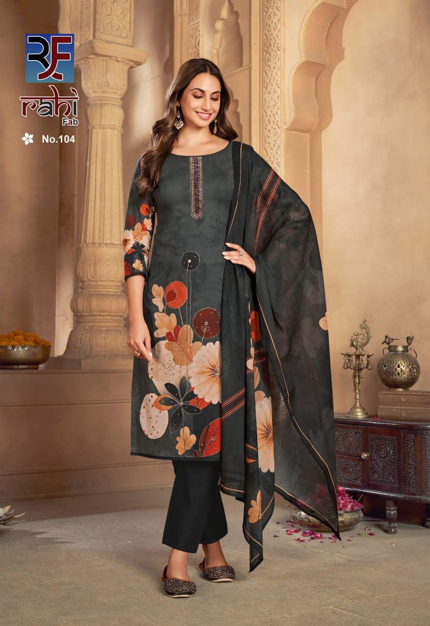 Rose Gold Rahi Fab Cotton Karachi Salwar Suits Wholesaler India