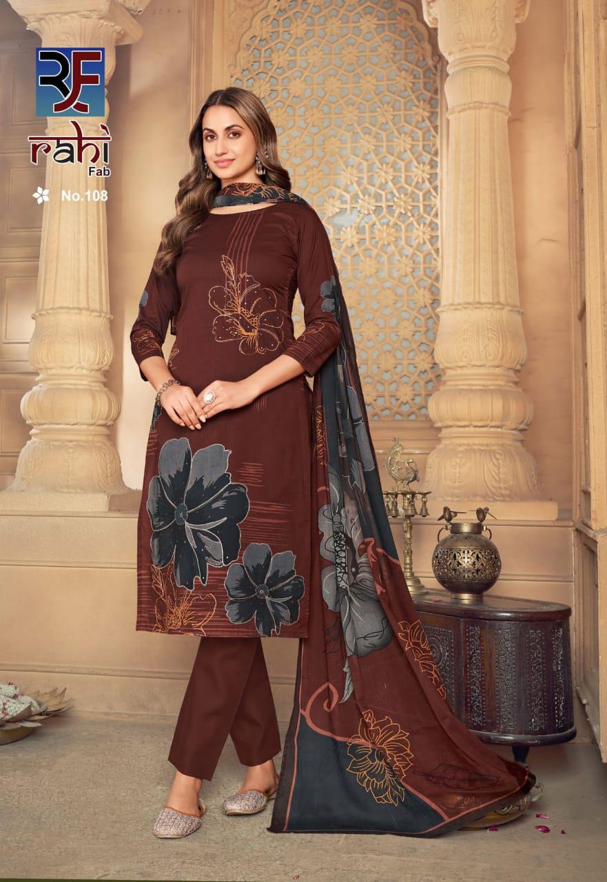 Rose Gold Rahi Fab Cotton Karachi Salwar Suits Wholesaler India