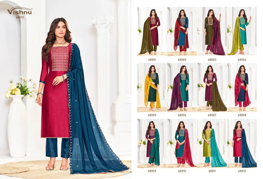 Rose Gold Vol 5 Vishnu Impex Vichitra Silk Pant Style Suits Wholesale Rate