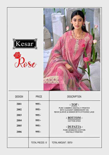 Rose Kesar Cambric Karachi Salwar Suits Wholesale