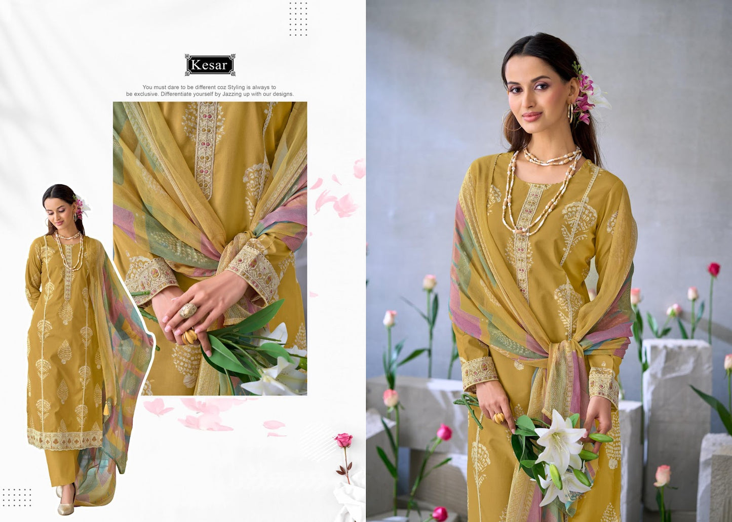 Rose Kesar Cambric Karachi Salwar Suits Wholesale