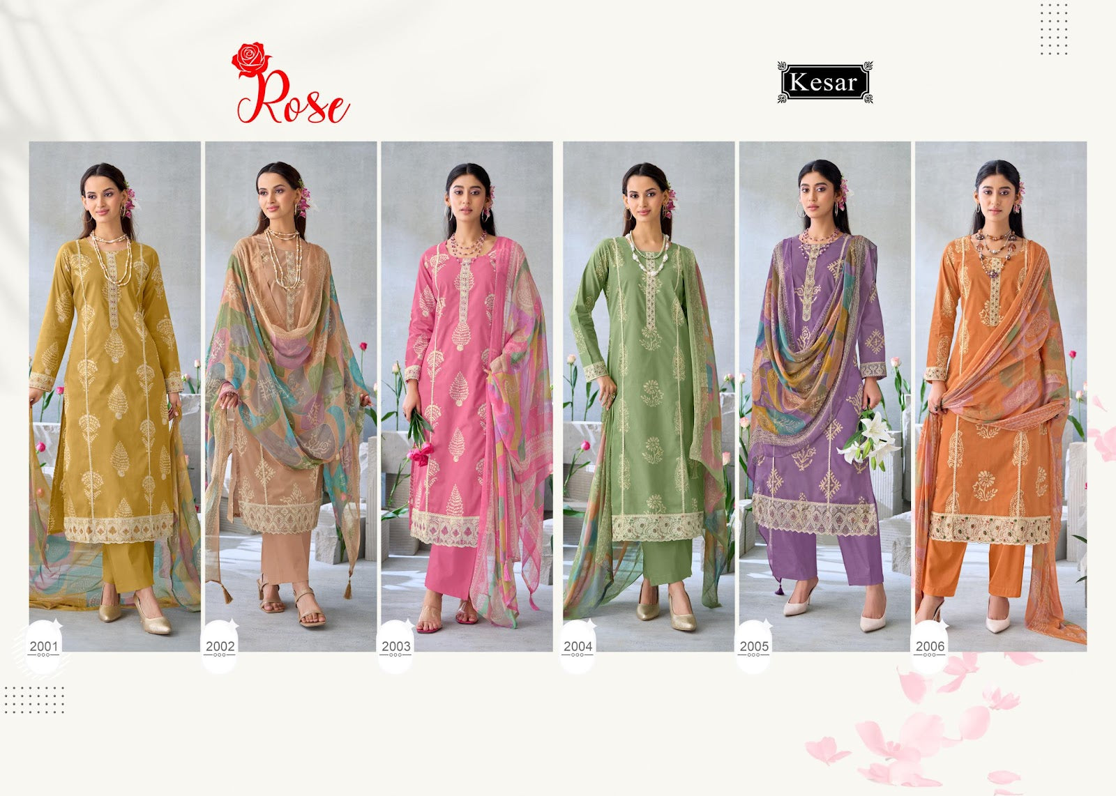 Rose Kesar Cambric Karachi Salwar Suits Wholesale