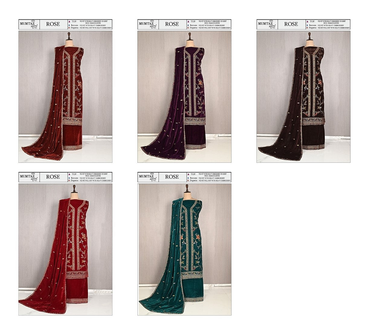 Rose Mumtaz Arts Velvet Suits Manufacturer India