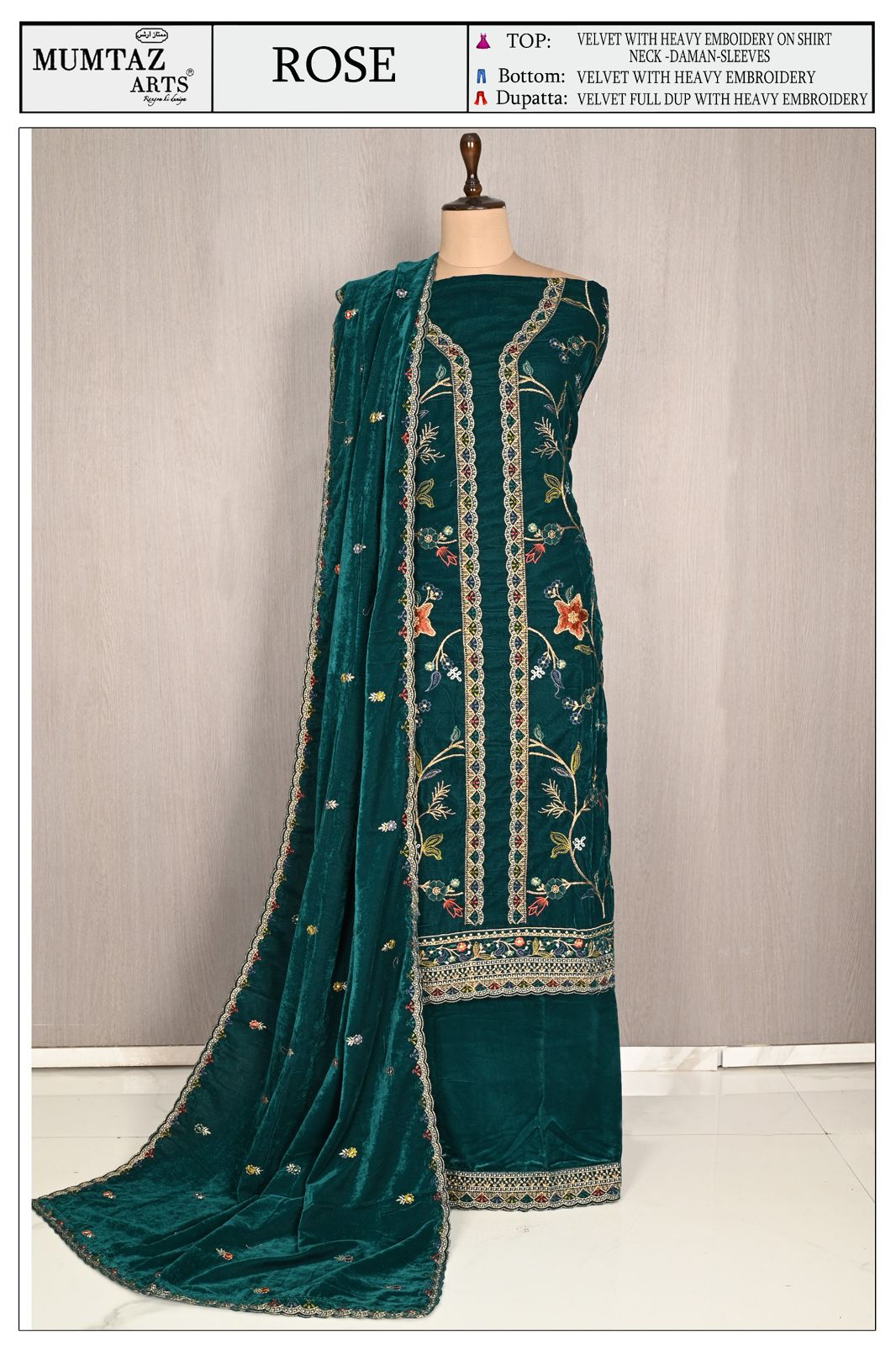 Rose Mumtaz Arts Velvet Suits Manufacturer India