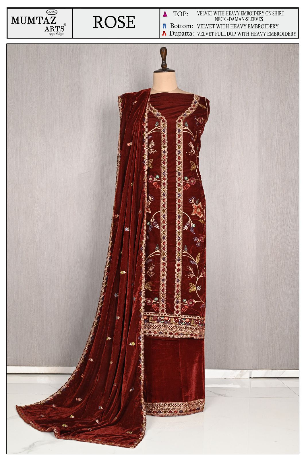 Rose Mumtaz Arts Velvet Suits Manufacturer India