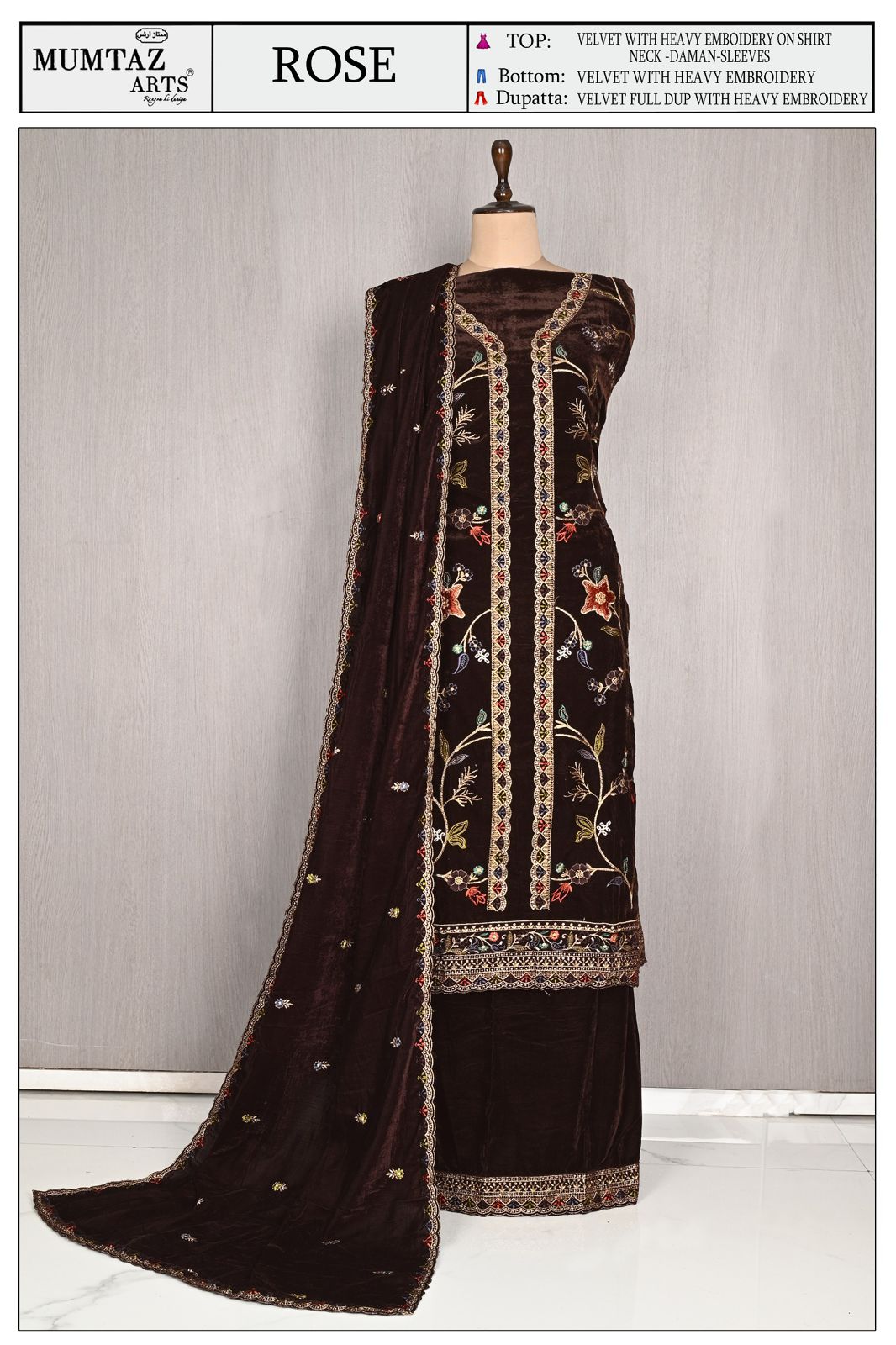 Rose Mumtaz Arts Velvet Suits Manufacturer India