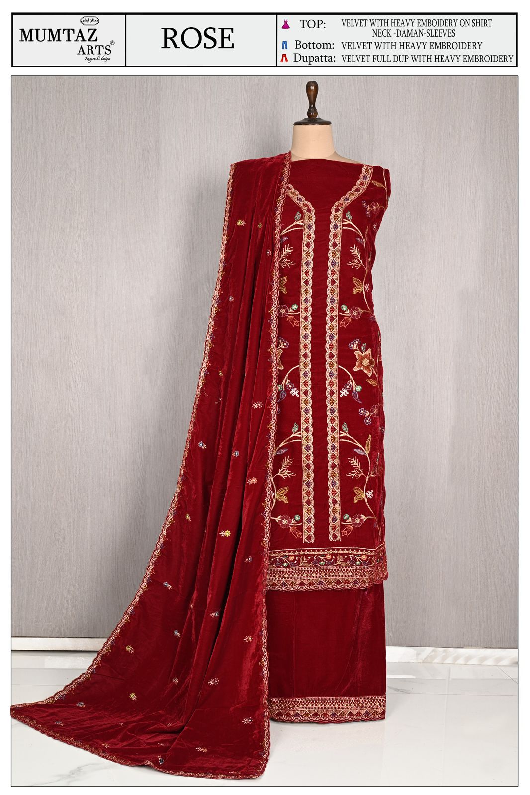 Rose Mumtaz Arts Velvet Suits Manufacturer India