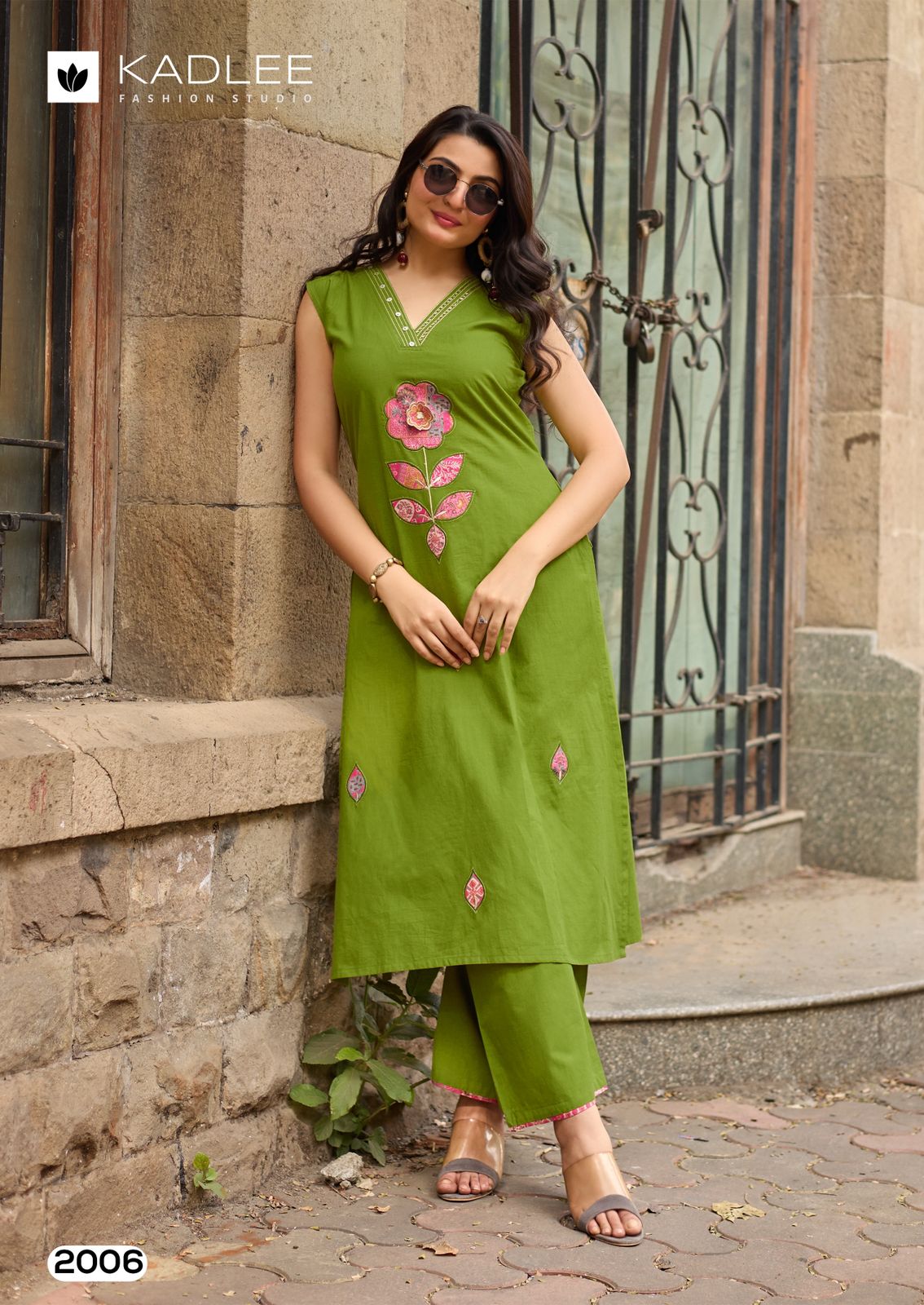 Rose Petal Kadlee Dhabu Cotton Kurti Plazzo Set Wholesale Rate