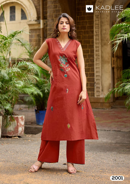 Rose Petal Kadlee Dhabu Cotton Kurti Plazzo Set Wholesale Rate