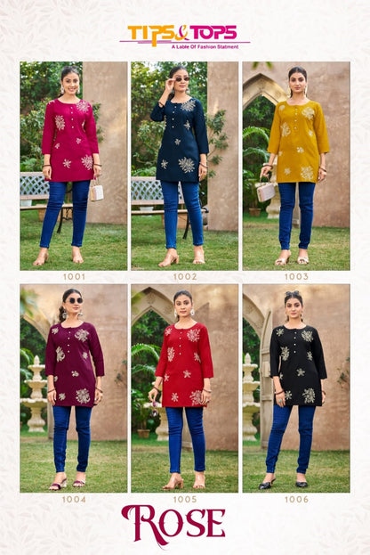 Rose Tips Tops Heavy Reyon Fancy Tops Supplier Gujarat
