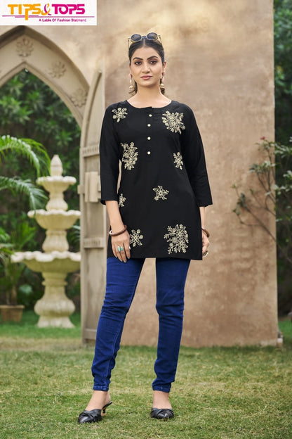Rose Tips Tops Heavy Reyon Fancy Tops Supplier Gujarat