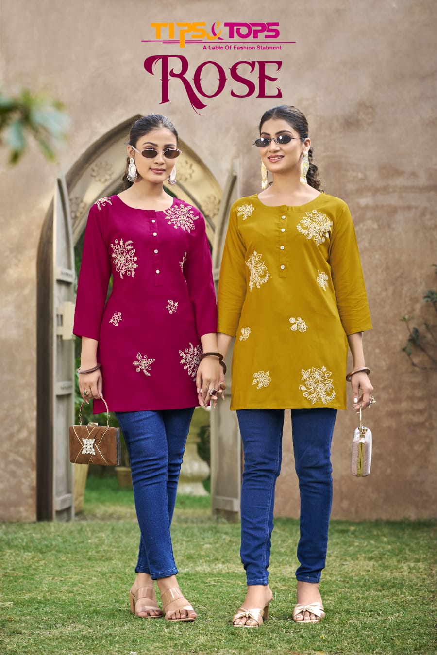 Rose Tips Tops Heavy Reyon Fancy Tops Supplier Gujarat
