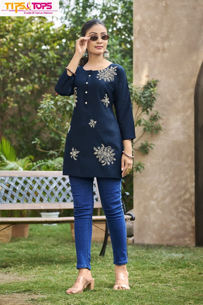 Rose Tips Tops Heavy Reyon Fancy Tops Supplier Gujarat