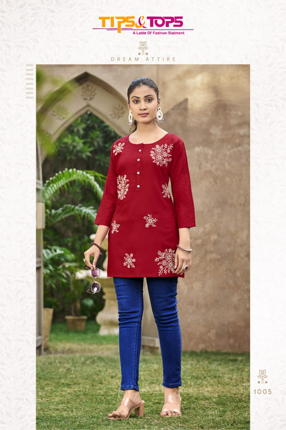 Rose Tips Tops Heavy Reyon Fancy Tops Supplier Gujarat