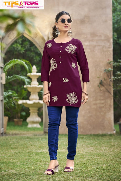 Rose Tips Tops Heavy Reyon Fancy Tops Supplier Gujarat