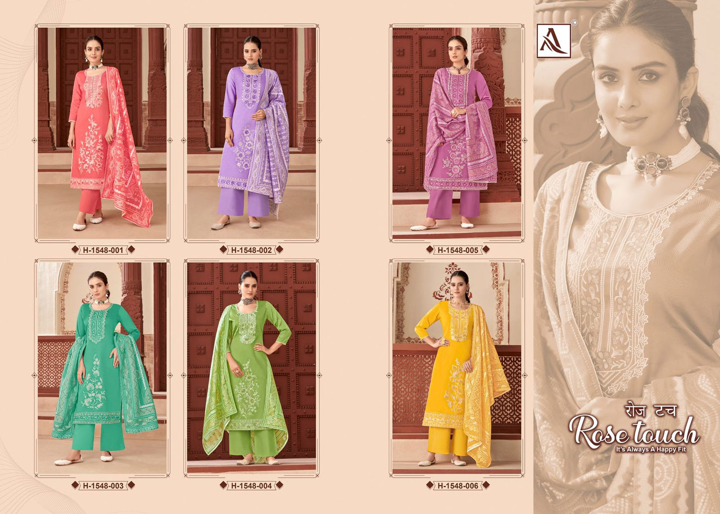 Rose Touch Alok Pure Zam Pant Style Suits Wholesale Rate