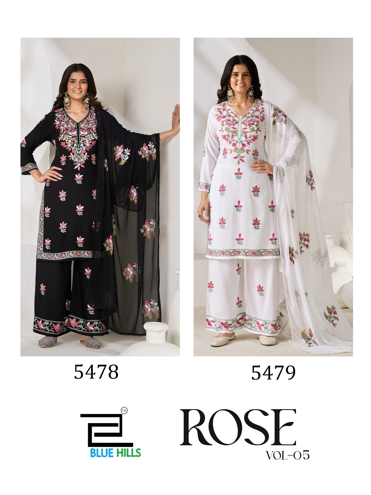 Rose Vol 5 Blue Hills Rayon 14Kg Readymade Plazzo Style Suits Wholesale