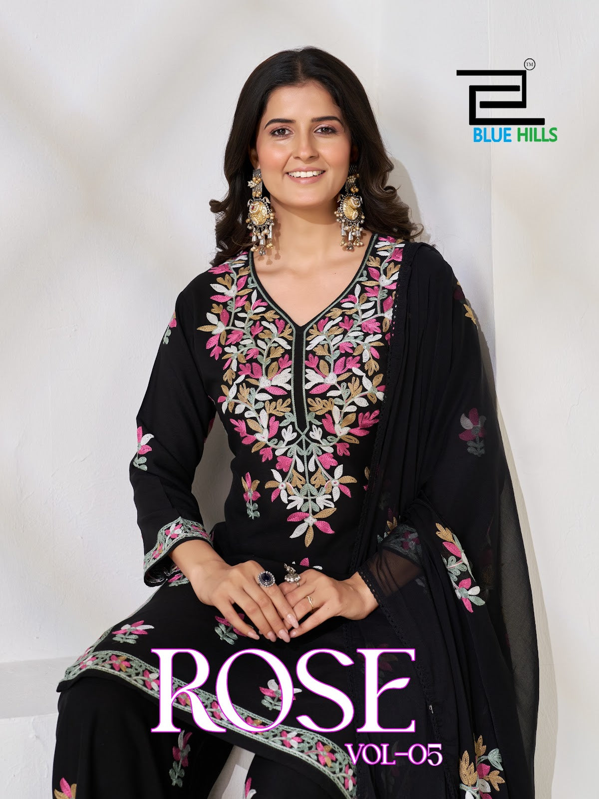 Rose Vol 5 Blue Hills Rayon 14Kg Readymade Plazzo Style Suits Wholesale