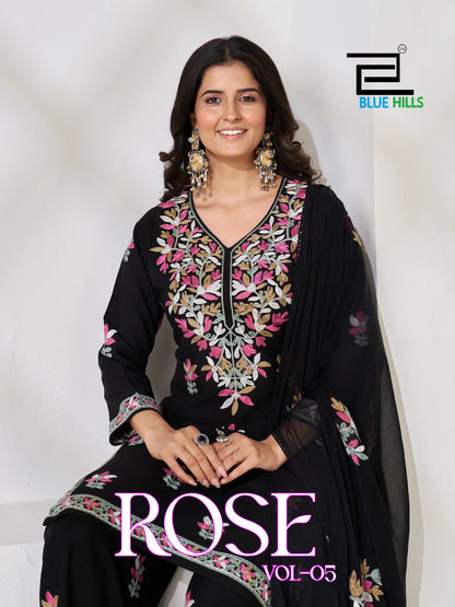 Rose Vol 5 Blue Hills Rayon 14Kg Readymade Plazzo Style Suits Wholesale