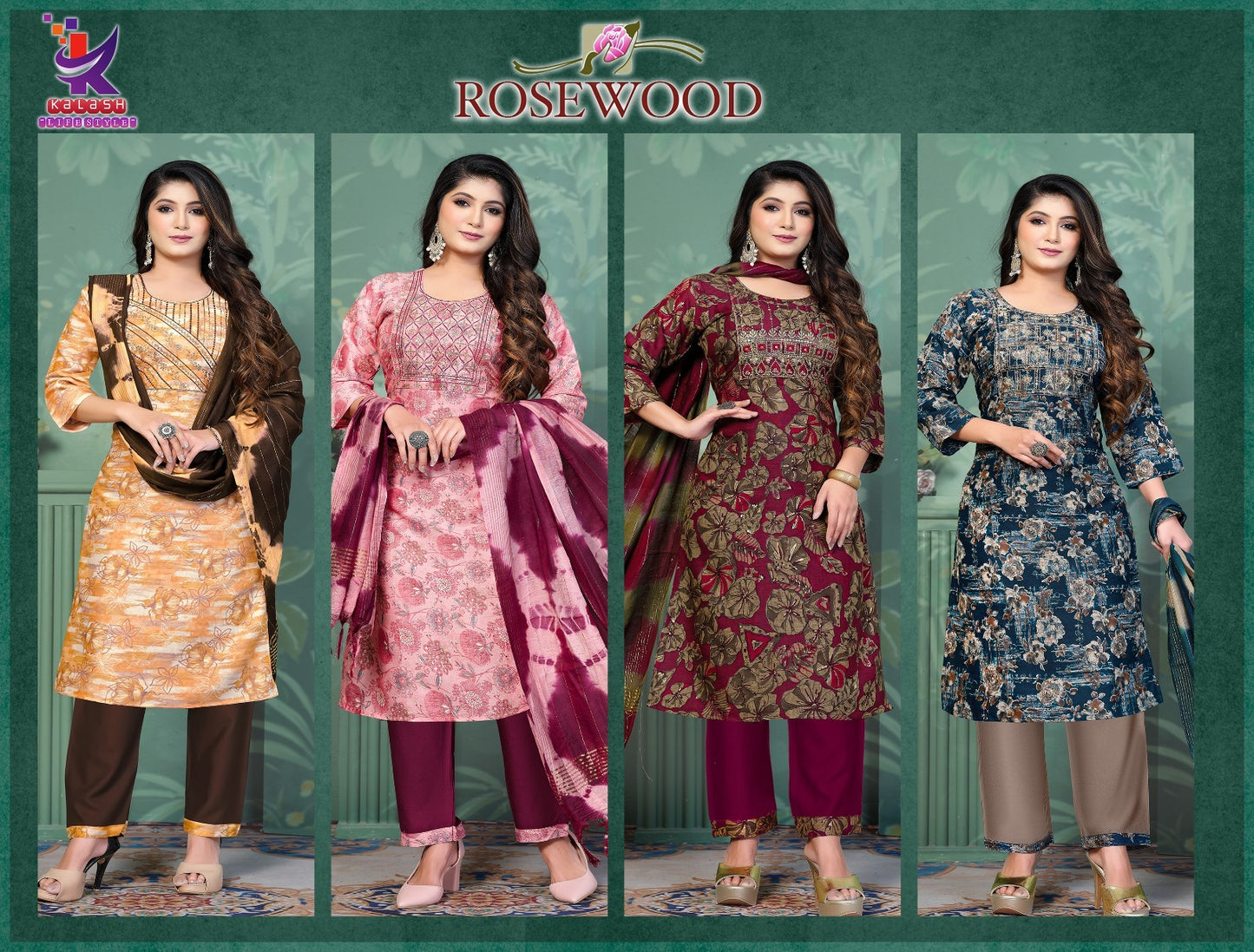 Rose Wood Mlm Kalash Lifestyle Capsule Readymade Pant Style Suits