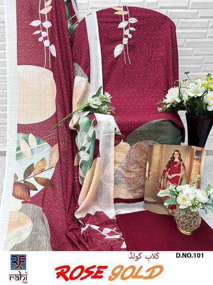 रोज़ गोल्ड राही फैब कॉटन कराची सलवार सूट थोक विक्रेता भारत