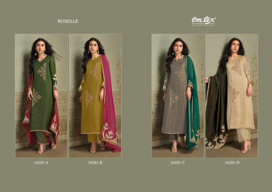 Roselle Omtex Silk Satin Pant Style Suits Supplier India