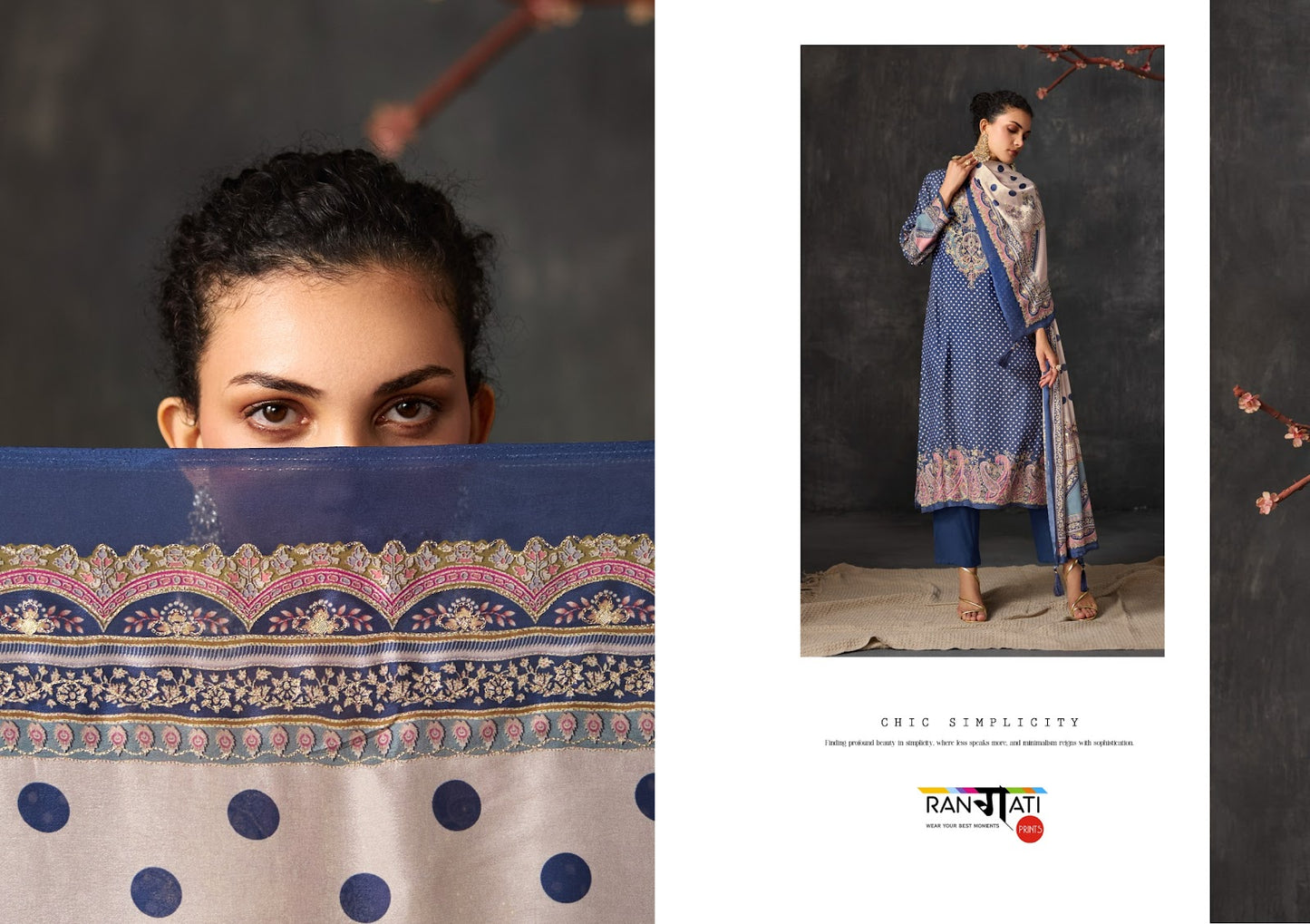 Roselle Rangati Prints Muslin Simmer Pant Style Suits Wholesaler Gujarat