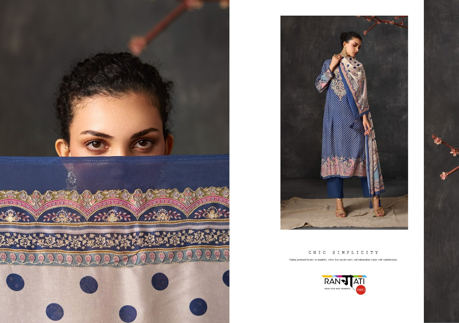 Roselle Rangati Prints Muslin Simmer Pant Style Suits Wholesaler Gujarat