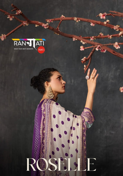 Roselle Rangati Prints Muslin Simmer Pant Style Suits Wholesaler Gujarat