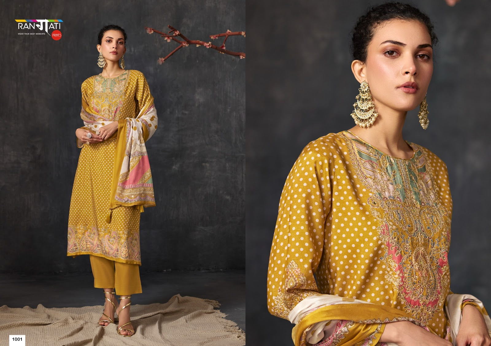 Roselle Rangati Prints Muslin Simmer Pant Style Suits Wholesaler Gujarat