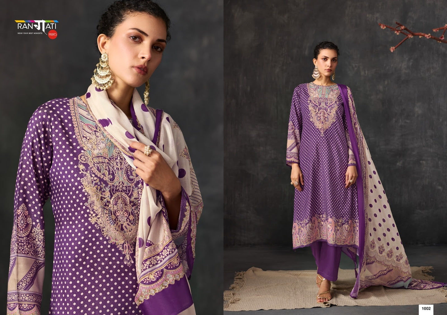 Roselle Rangati Prints Muslin Simmer Pant Style Suits Wholesaler Gujarat