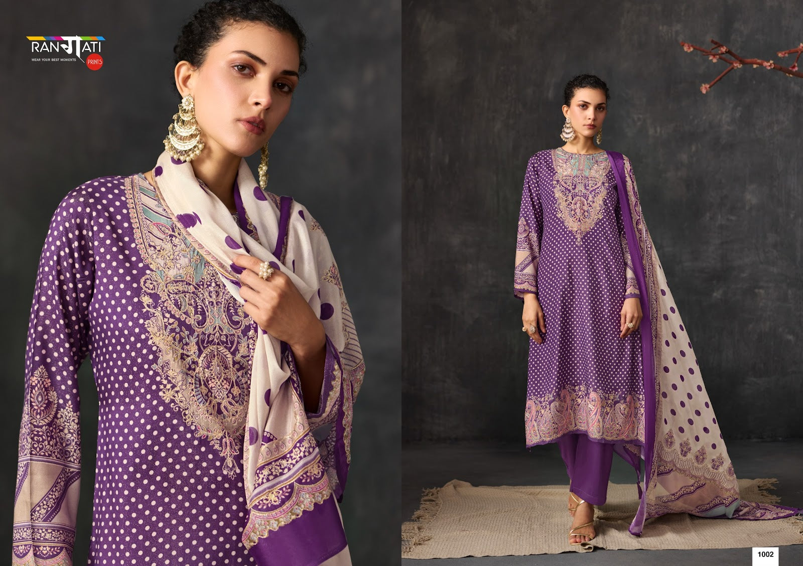Roselle Rangati Prints Muslin Simmer Pant Style Suits Wholesaler Gujarat