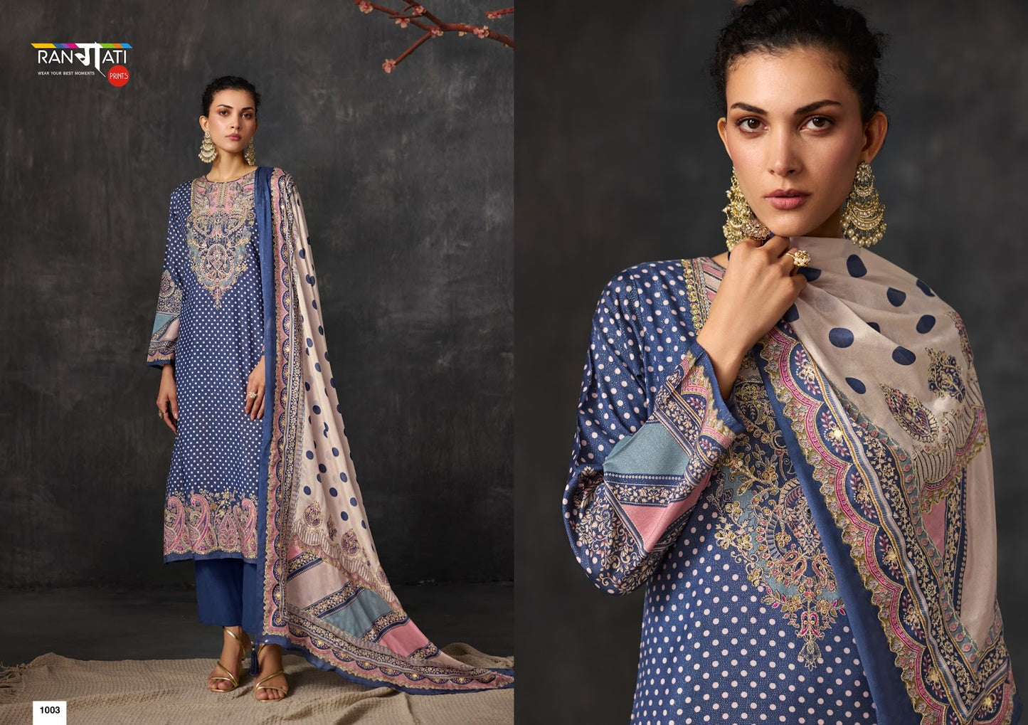 Roselle Rangati Prints Muslin Simmer Pant Style Suits Wholesaler Gujarat