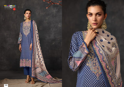 Roselle Rangati Prints Muslin Simmer Pant Style Suits Wholesaler Gujarat