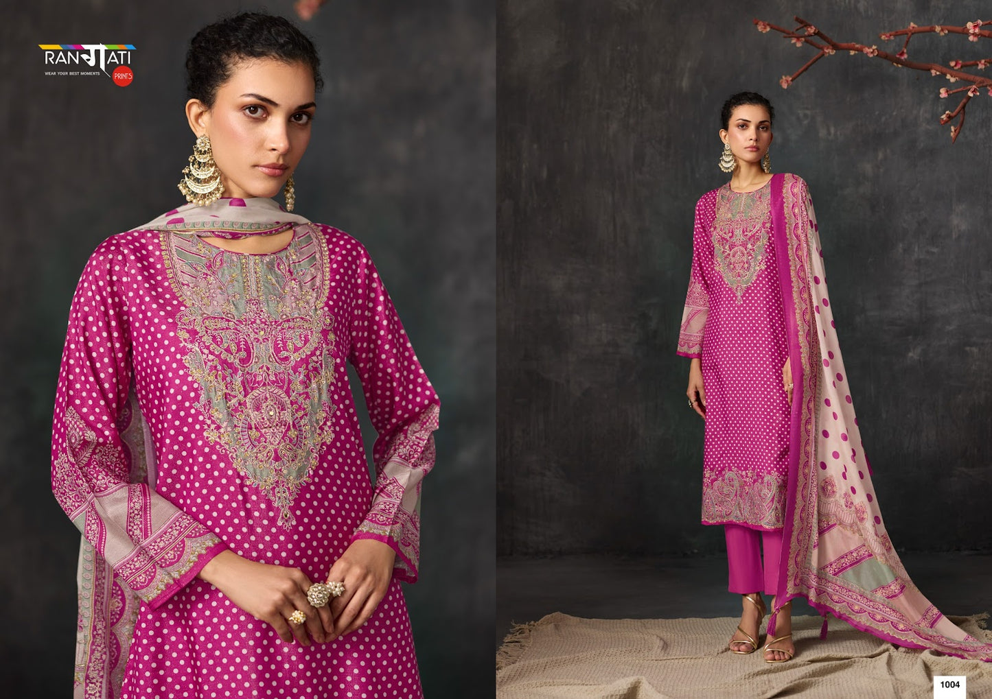 Roselle Rangati Prints Muslin Simmer Pant Style Suits Wholesaler Gujarat