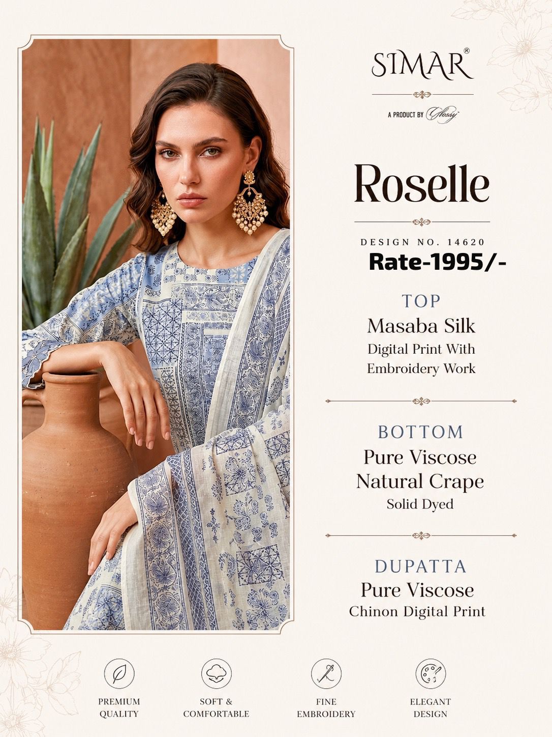 Roselle Simar Silk Pant Style Suits Wholesale