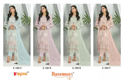 Rosemeen C 1351 Fepic Organza Pakistani Salwar Suits Wholesaler India