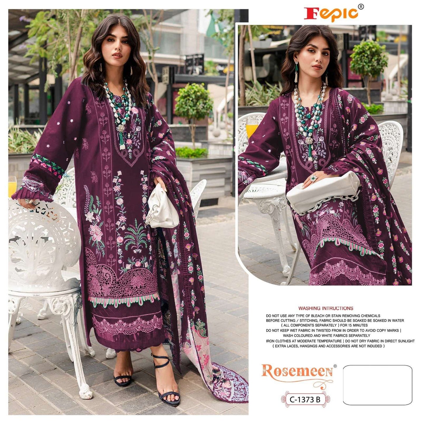 Rosemeen C 1373 Fepic Rayon Pakistani Salwar Suits Exporter