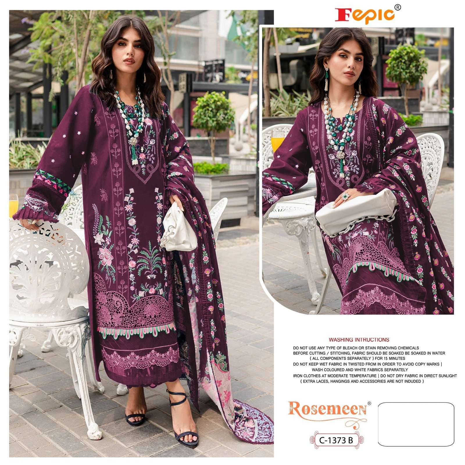 Rosemeen C 1373 Fepic Rayon Pakistani Salwar Suits Exporter